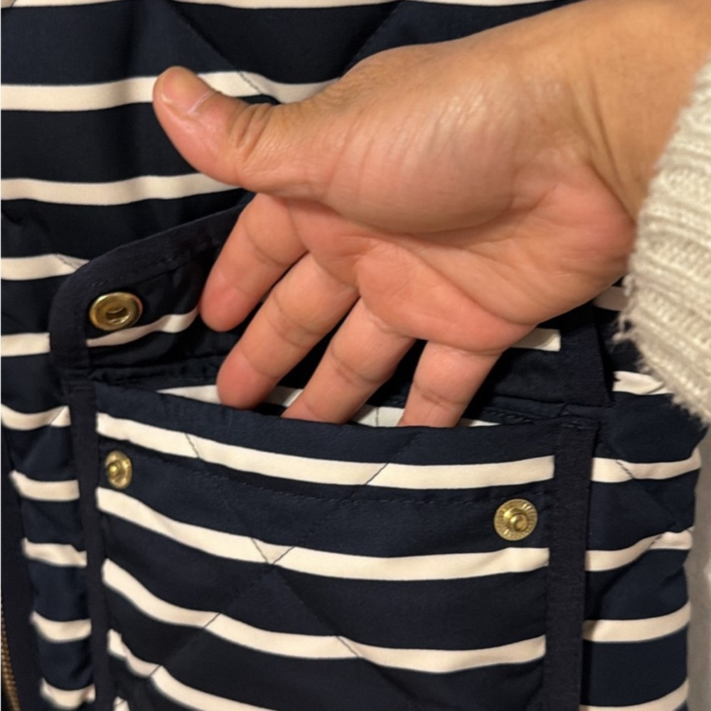 J. Crew Striped Quilted Vest in Navy and Cream - Picture 4 of 9
